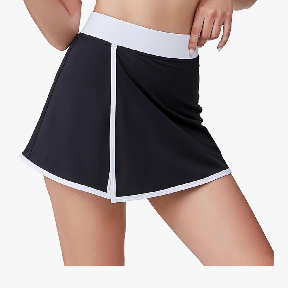 Women's Black and White Athletic Shorts - Picture 2 of 7